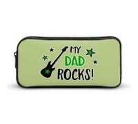 Guitar My Dad Rocks Simple Pencil Case Big Capacity Pouch Box Travel Makeup Bag