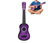 Guitar - My first wooden ukulele - 16.53 inch Purple Ukulele with Pattern - Adjustable String guitar - for Kindergarten Classroom Party Playroom Travel Gathering School Nursery Home