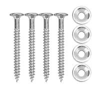 Guitar Neck Joint Bushing Set, Metal Ferrule Bolt with Screw, 4 Sets Silver - Stainless Steel, Anti -, For Electric Guitar and Bass (Silver)