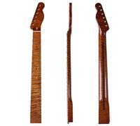 Guitar Neck Replacement 22 Fret Tiger Pattern Roasted Maple Bright Gloss Beige Sound Point Neck For TL Guitar Accessories