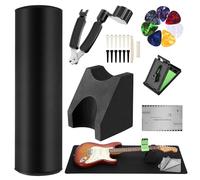 Guitar Neck Rest and Mat, 8 in 1 Professional Guitar Accessories Kit with String Winder, Mat, Bridge Pins, String Action Gauge & Cleaner, Picks, Gift for Music Lovers/Acoustic Electric Bass Ukulele