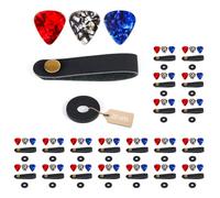 Guitar Neck Strap Button and Guitar Strap Locks, Guitar Picks, Acoustic Guitar Strap Lock Adapter Leather Guitar Strap Button for Bass Guitars Ukulele Straps (Black, 20 Suit)