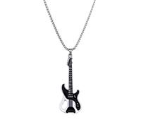 Guitar Necklace For Men Stainless Steel Bass Guitar Accessories Metallica Guitar Pick Necklace For Party Bar Birthday Accessory Gifts, Copper, No Gemstone