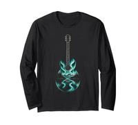 Guitar Northern Lights Mountain Nature Guitarist Gift Long Sleeve T-Shirt