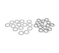 Guitar Nut Washer Kit, Complete Set of Guitar Input Output Jack Socket Nut and Washer, Instrument Socket Connector Fasteners for Electric Guitar Bass M9 Female Thread (Silver) Guitarists and Musicians