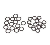 Guitar Nut Washer Kit Jack Socket Connector Fasteners M9 Female Thread Smooth Surface Metal Material for Electric Guitar Bass 14 Nuts and 14 Washers (Gunmetal Grey)
