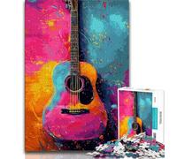 Guitar Oil Painting 1000 Piece Jigsaw Puzzles for Teenagers Gifts,Educational Games Home Decoration Deal As Gifts for The Whole Family (75x50cm)
