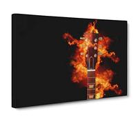 Guitar On Fire Canvas Print | Gallery Wrapped 30mm Frame Wall Art | 24x16 inches | Ready to Hang | Abstract Music Picture | Living Room Bedroom Lounge Office