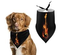 Guitar on Fire Cute Dog Bandanna Scarf Printed Adjustable Triangle Pet Kerchief for Dogs And Cats