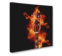 Guitar on Fire in Abstract Modern Canvas Wall Art Print Ready to Hang, Framed Picture for Living Room Bedroom Home Office Décor, 20x20 Inch (50x50 cm)