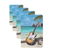Guitar on The Beach Car Air Freshener Cards for Women Men 4 Pack Cute Car Accessories Long Lasting Scent Car Diffuser Hanging Auto Aromatherapy Tablets Car Fresheners Gifts