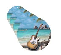 Guitar on The Beach Car Air Freshener Cards for Women Men 4 Pack Cute Car Accessories Long Lasting Scent Car Diffuser Hanging Auto Aromatherapy Tablets Car Fresheners Gifts