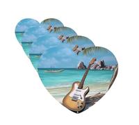 Guitar on The Beach Car Air Freshener Cards for Women Men 4 Pack Cute Car Accessories Long Lasting Scent Car Diffuser Hanging Auto Aromatherapy Tablets Car Fresheners Gifts