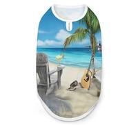 Guitar on The Beach Dog Shirts Dog Sleeveless T Shirt Soft Pet Vest Breathable Pet Clothes Stretchy Puppy Clothe