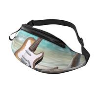 Guitar on The Beach Fanny Pack for Men Women, Waterproof Sports Waist Bag Fashion Belt Bag Crossbody Bags Hip Bum Bag with Adjustable Strap Large Sling Bag Purse for Travel Hiking