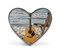 Guitar on The Beach Lapel Pin Cute Custom Button Pin Personalized Heart Brooch Aluminum Alloy Brooch Pins Fashion Exquisite Badge Pins for Hat Bag Suit Tie Wedding Accessories