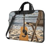 Guitar on The Beach Laptop Bag 13-15.6Inch, 360° Protective Laptop Sleeve Case Shockproof Messenger Shoulder Bag Waterproof Computer Case Carrying Cover Briefcases for Men Women