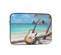 Guitar on The Beach Laptop Case 17 inch, Shockproof Protective Computer Sleeve Cover Water Resistant Laptop Bag Carrying Tablet Cover Briefcase Handbags Gifts for Men Women