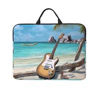 Guitar on The Beach Laptop Case Sleeve 14 inch Shockproof Protective Notebook Case Travel Laptop Bag with Handle Waterproof Computer Cover Briefcase Handbags for Men Women