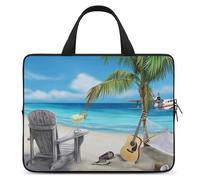 Guitar on The Beach Laptop Case Thin Laptop Sleeve with Handle Portable Laptop Bag Water Resistant Computer Case Neoprene Computer Sleeve Bag for Men Women