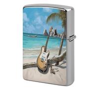 Guitar on The Beach Metal Lighter Case Sleeve Cover Holder