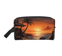 Guitar On The Beach Portable Large-Capacity Travel Toiletry Bag (Print Models) Waterproof Makeup Storage Bag for Men and Women for Business Trips, Fitness, Bathroom, Daily Storage