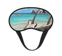 Guitar on The Beach Sleep Mask for Women Men Eye Mask for Sleeping Light Blocking Sleeping Mask with Elastic Strap Blindfold for Flight Nap Soft Breathable Travel Eye Cover for Side Sleeper