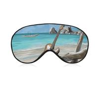Guitar on The Beach Sleep Mask Soft Comfortable Eye Mask with Adjustable Strap Eye Cover Eye Shade for Men Women Work Travel