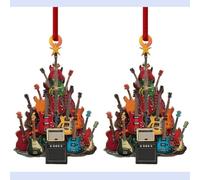 Guitar Ornament | 2 Pack Guitar Christmas Tree Decoration | Rockin Around The Christmas Tree | Electric Musical Instrument Ornaments | Stacking Guitar Christmas Baubles Present for Guitar Player