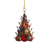 Guitar Ornaments for Christmas Tree - Guitar Musical Instrument Ornament | Wooden Guitar Musical Instrument Ornament | Miniature Guitar Tree Decor | Festive Holiday Decor for Musician