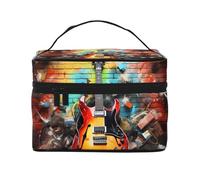Guitar Painting -Print Waterproof Cosmetic Bag for Travel & Gym - Large Makeup Organizer Compartments, Premium Twill Fabric, Leak-Proof Design