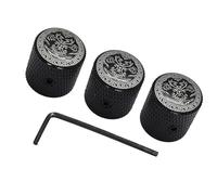 Guitar Parts Replacement 3 Pcs Black Guitar Dome Metal Volume Tone Control Knobs Potentiometer Caps Parts