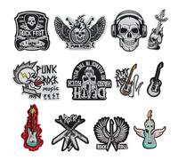 Guitar Patch,Hip Hop Rock Music Style and Skull Iron on Embroidery Rock n Roll Patches for Jean Jackets Suitable for Jackets Pants Hats DIY Embroidery Patch Craft Decoration Rock and Roll Patch 12 PCS