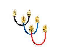Guitar Patch Lead Right Angled Jack Instrument Cable (0.15m, 3 Pack) | FX Cables for Guitar Bass Effect Pedal, Gold-Plated Connectors