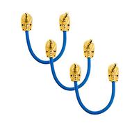 Guitar Patch Lead Right Angled Jack Instrument Cable (Blue, 0.15m, 3 Pack) | FX Cables for Guitar Bass Effect Pedal, Gold-Plated Connectors