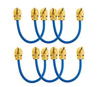 Guitar Patch Lead Right Angled Jack Instrument Cable (Blue, 0.15m, 6 Pack) | FX Cables for Guitar Bass Effect Pedal, Gold-Plated Connectors