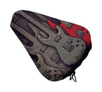 Guitar Pattern Bike Seat Cover Soft Padded, Extra Wide Bike Seat Cushion for Women Men Comfort, Replacement Waterproof Bicycle Seats Cushion with Drawstring, Fit for Road/Mountain/Exercise/Spin