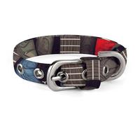 Guitar Pattern Dog Collar Adjustable Soft and Comfortable Puppy Collars with Metal Buckle Pet Collar for Small Medium Pet