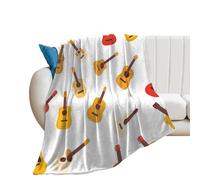 Guitar Pattern Flannel Blanket Throw 250g Lightweight Carpet Large Bed Blankets for Sofa Couch Bed 60"*80"（150 * 200cm）