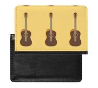 Guitar Pattern Leather Passport Holder ID Card Protector Portable Cover Case Travel Wallet for Men Women