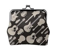 Guitar Pattern Lightweight Wallet Minimalist Wallet For Daily Commute And Travel Adventures, Black, One Size, Art Deco