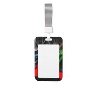 Guitar Pattern Print Id Badge Holder Sliding Card Holder Vertical Card Protector Cover Case Teacher Lanyard for Office Women Men