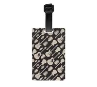 Guitar Pattern Print Lightweight PVC Luggage Tag Compact Travel ID Holder for Backpack Ideal Holiday Stocking Stuffer