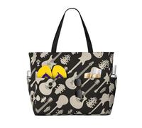 Guitar pattern Print Stylish Bag Waterproof Tote Multi-Pockets Foldable Lightweight Outdoor Adventures