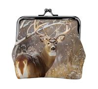 Guitar pattern Prints Coin Purses with Kiss-lock, PU Leather Mini Pouch Change Wallet for Men Women, Free Whitetail Deer, One Size, Fashion