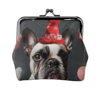 Guitar pattern Prints Coin Purses with Kiss-lock, PU Leather Mini Pouch Change Wallet for Men Women, French Bulldog, One Size, Fashion
