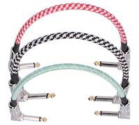 Guitar Pedal Patch Cables 3Pack Effects Pedal Board Cord Right-Angle Braided Flat Audio Cable Pedal Cable Kit 32 X 1.5 X 0.47cm