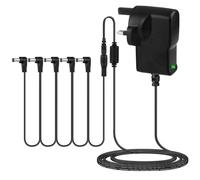 Guitar Pedal Power Supply Adapter 9V DC 1A Tip Negative, One Spot Charging Adaptor with 5 Way Daisy Chain Cables Barrel 5.5mm x 2.1mm for Guitar Effects Pedal Stompbox Electronic Keyboards (UK Plug)