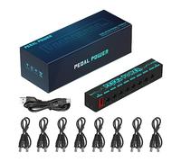 Guitar Pedal Power Supply Effect Pedal Board Power Supply 8 Isolated Output for 9V Effect Pedals with Blue LED Guitar Cable Splitter