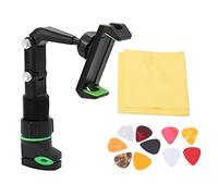 Guitar Phone Holder, Adjustable Angle Multifunction Guitar Head Phone Holder Mount, 10Pcs Picks and Wiping Cloth